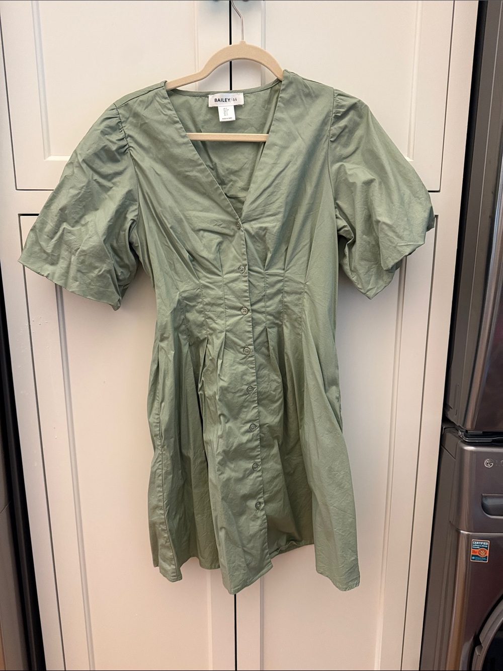 Bailey 44 Light Sage Green Button-Front Mini Dress